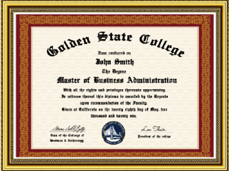 美国加州高登学院毕业证书样式
