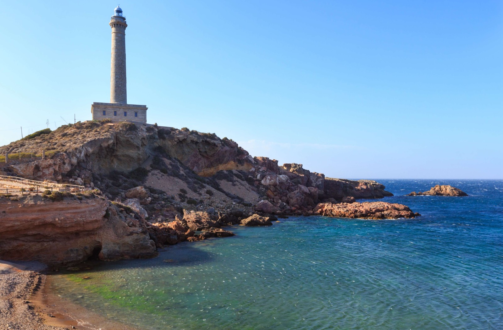 西班牙穆尔亚卡塔赫纳-岩石夏季观测的灯塔