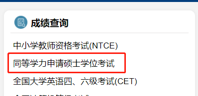 同等学力人员申请硕士学位外国语水平和学科综合水平全国统一考试成绩查询