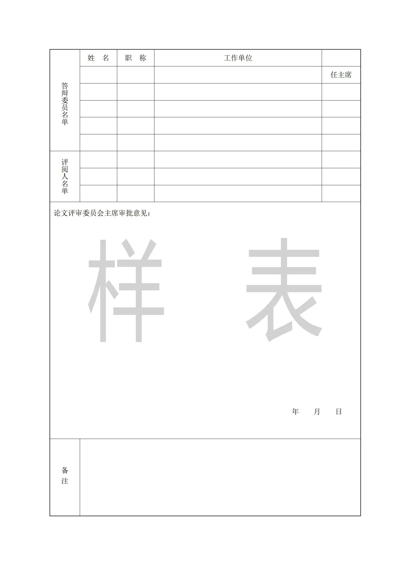 陕西工商管理硕士2024非全日制研究生毕业论文答辩材料填写样表