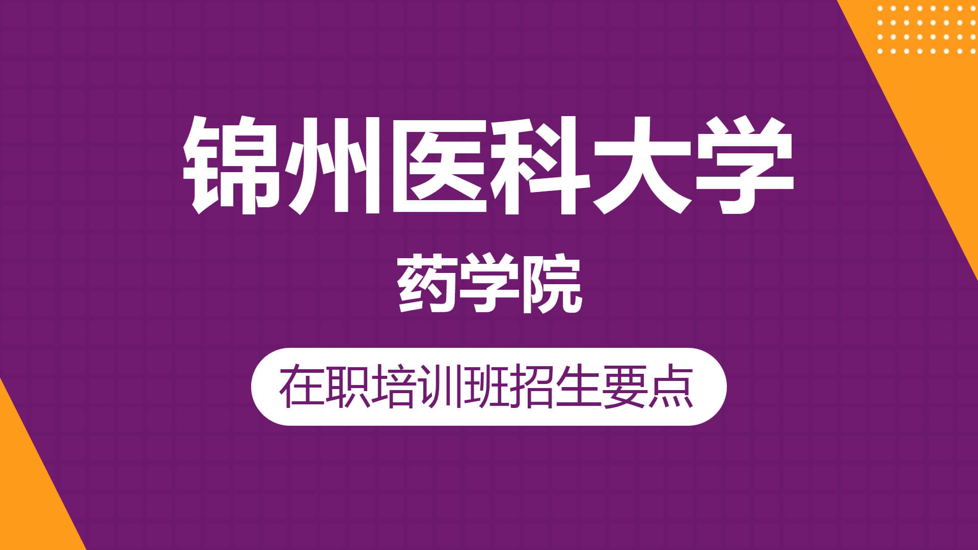 锦州医科大学药学院在职研究生招生要点