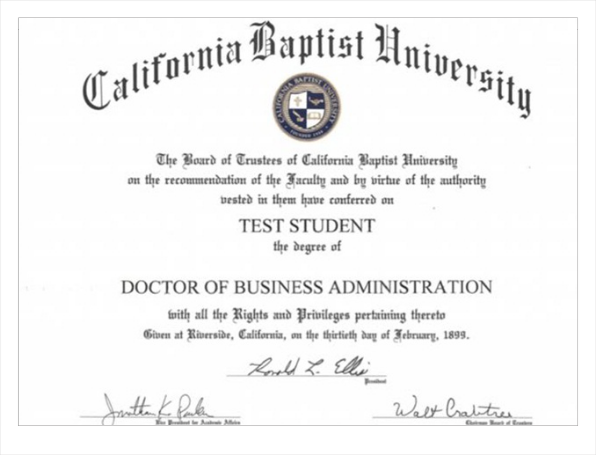 美国加州浸会大学学位证书样本