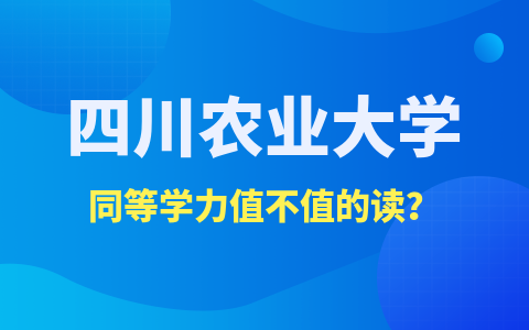 四川农业大学同等学力值不值的读？