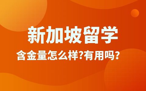 新加坡留学硕士含金量怎么样？有用吗？