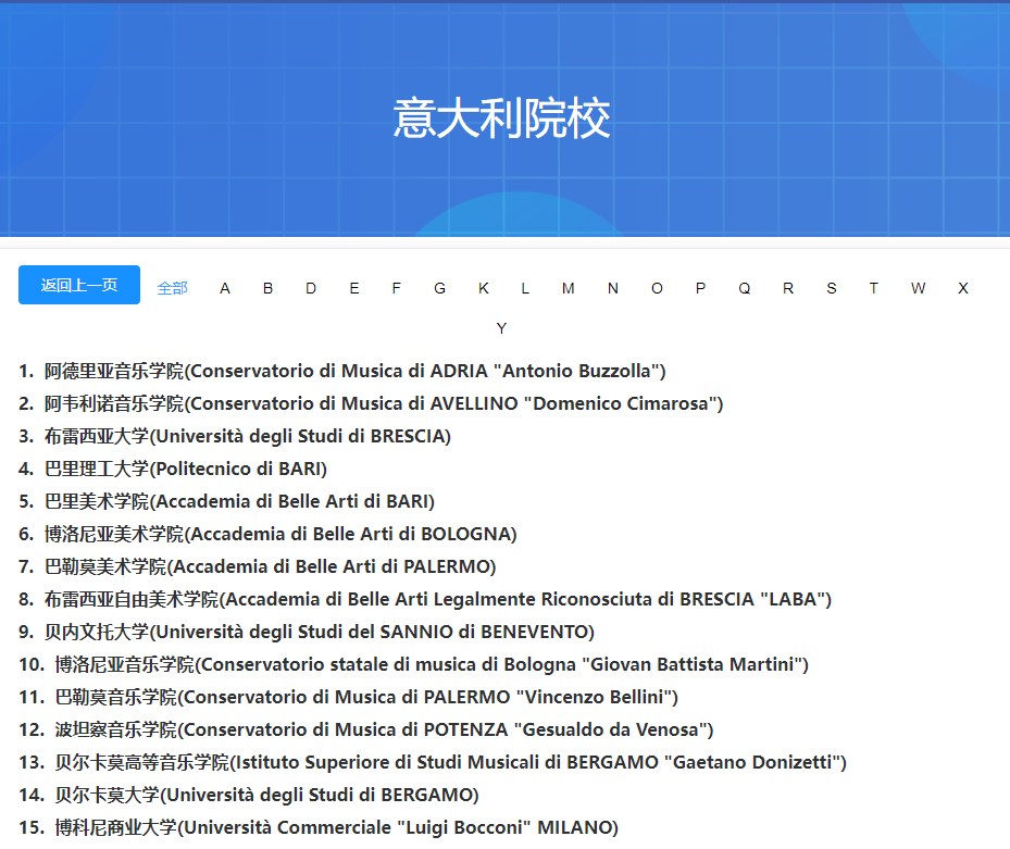 中留服承認(rèn)的意大利學(xué)校名單