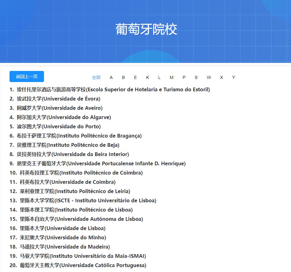 中留服承认的葡萄牙学校名单