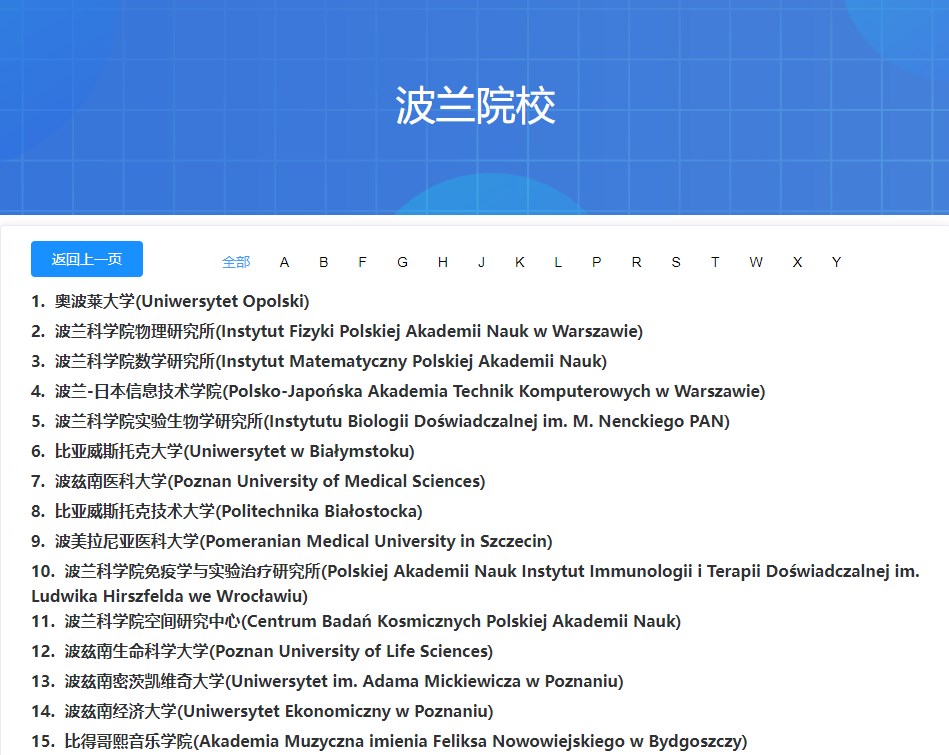 中留服承认的波兰学校名单