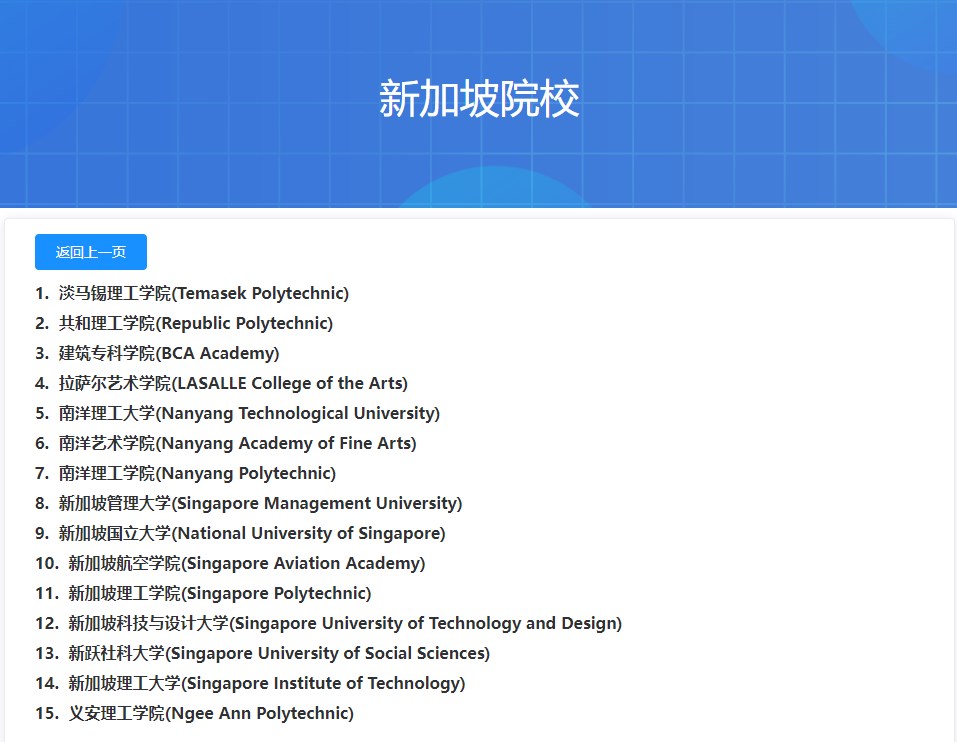 中留服承認的新加坡學校名單