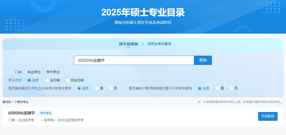 2025年硕士研究生考试招生专业目录查询