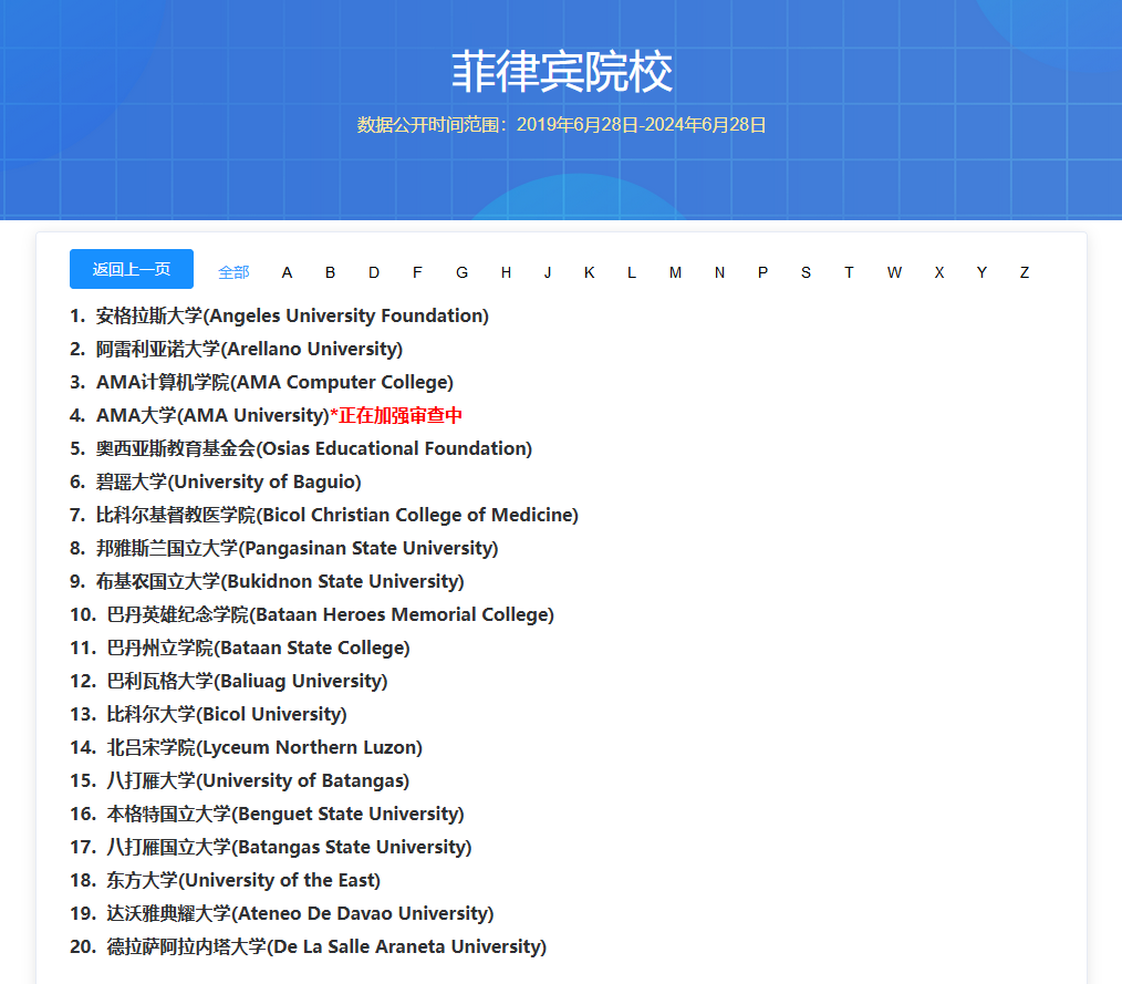 中留服承认菲律宾硕士学校