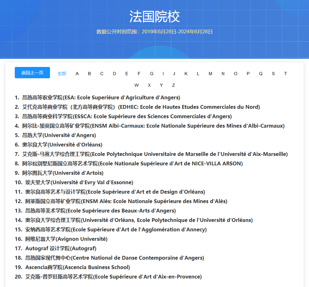 中国留学网认证法国院校