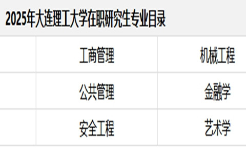 2025大连理工大学在职研究生专业目录+学费一览表