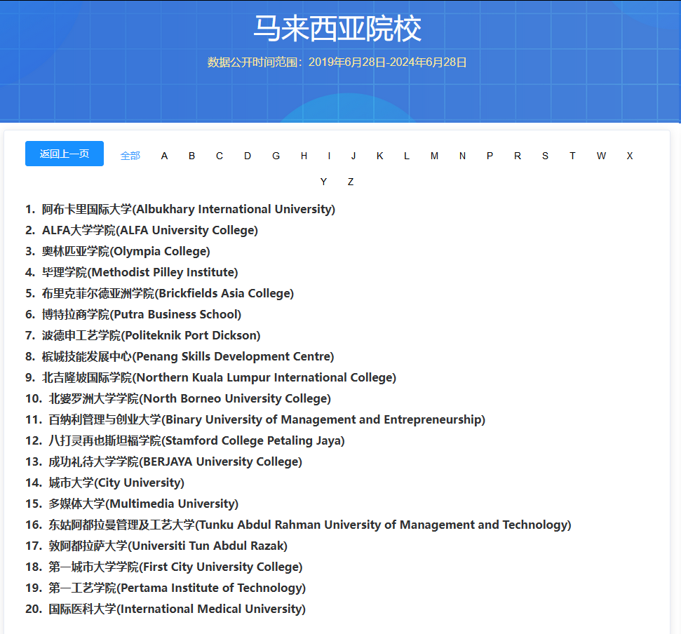 教育部留學服務中心-馬來西亞認證院校