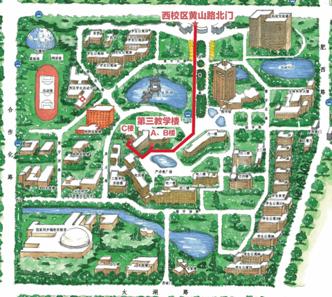 西校区第三教学楼A楼、C楼考点线路